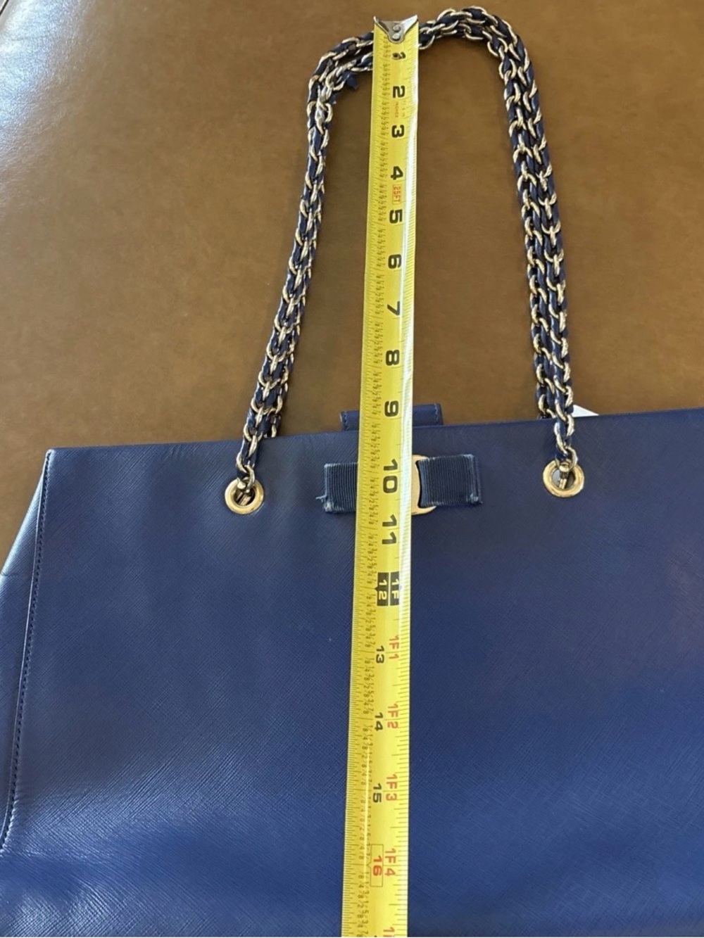 Salvatore Ferragamo MELIKE Vara Tote With Bow SAFFIANO Royal Blue Leather - Picture 13 of 16